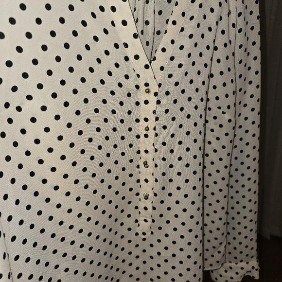 Lauren Conrad Polka Dot Blouse - White and Black Small - Picture 5 of 7